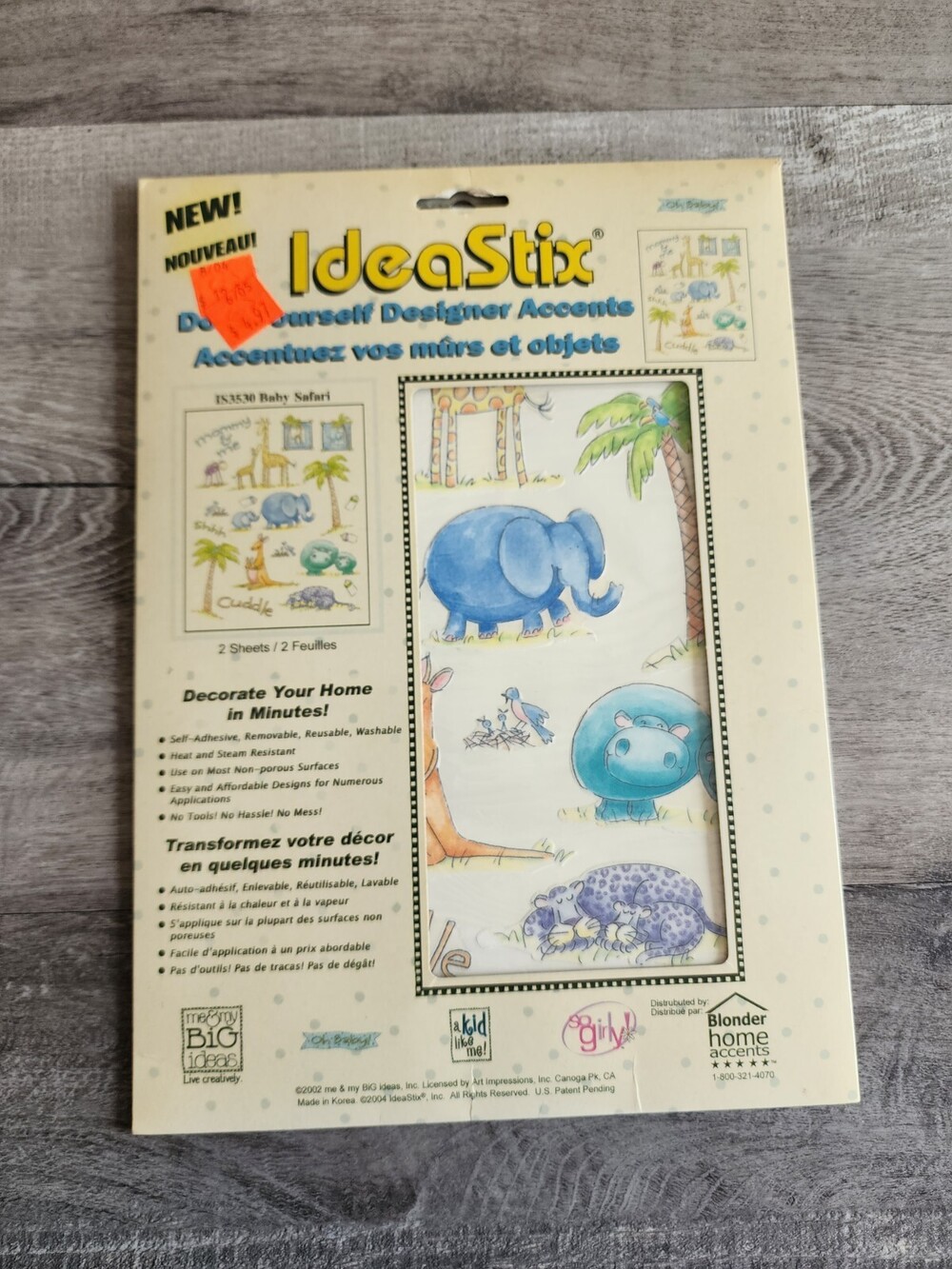 Baby Animal Safari - IdeaStix Decals Hippo Giraffe Elephant 2 SHEETS #51